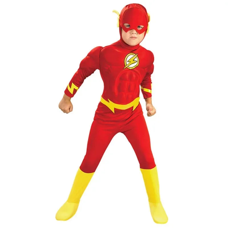 Halloween Superhero Set Flash Muscle Fancy Dress Unisex Fant