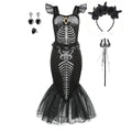 Gothic Mermaid Skeleton Dress – Ages 2–10