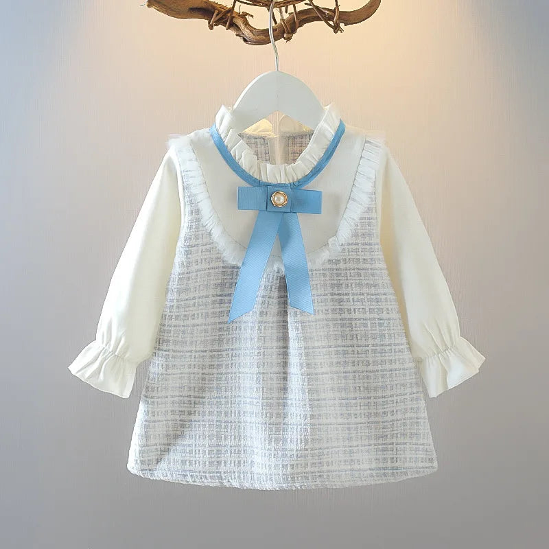 Checkered Long Sleeve Baby Girl Dress