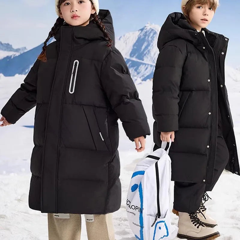 Kids Winter Down Jacket For Boy Girl Hooded Waterproof Thick