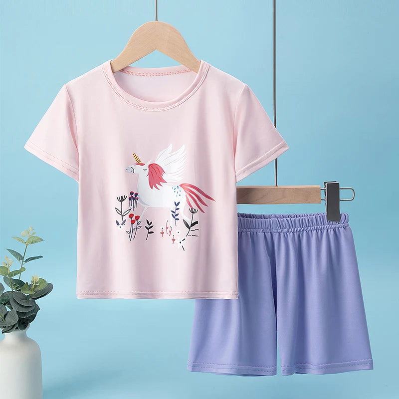 Cute Bear Print Shorts Pyjama Set
