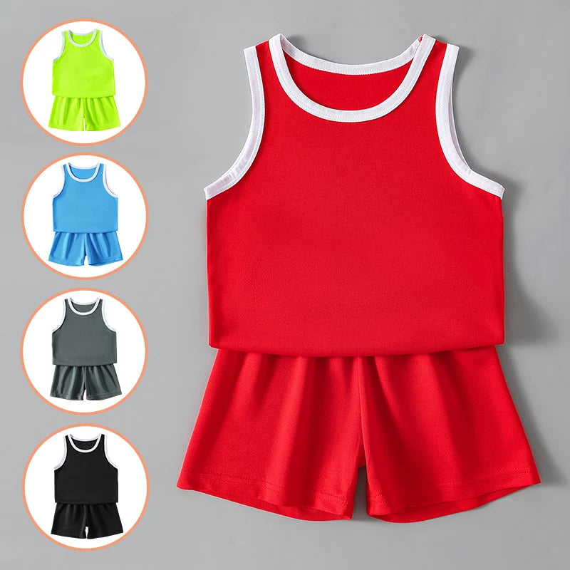 2 Pcs Summer Children's Quick-drying Short-sleeved Shorts Su