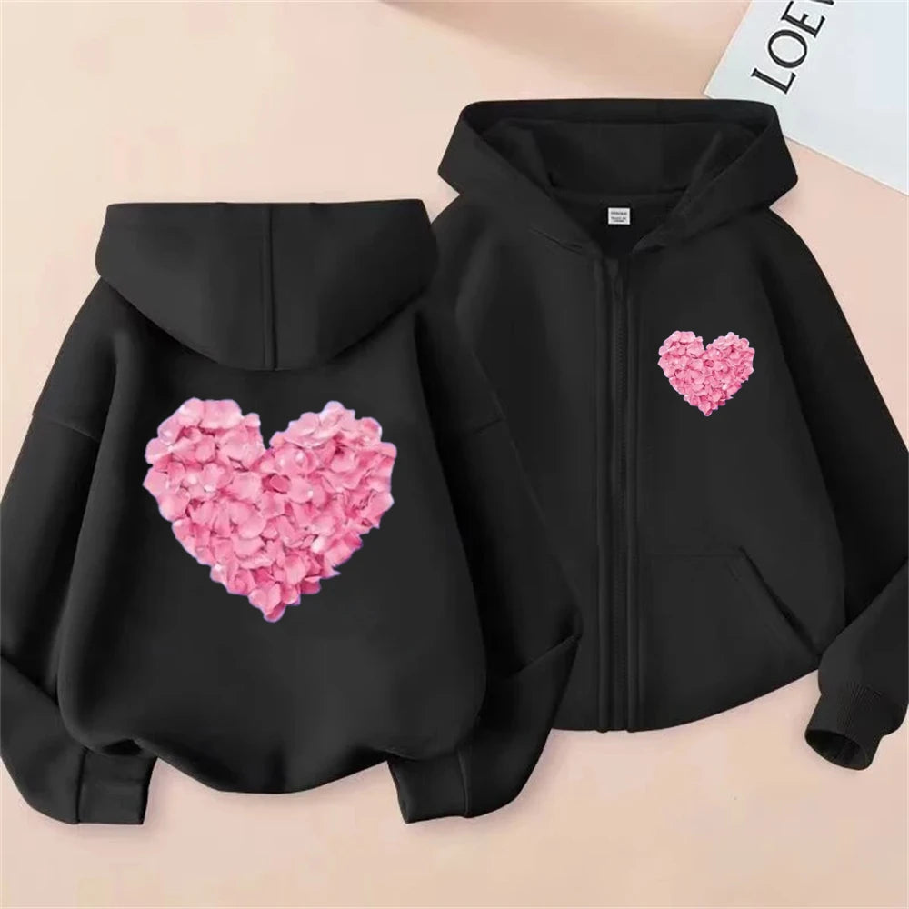 Heart Shape Coat Children Festival Gifts Zipper Style Hoodie