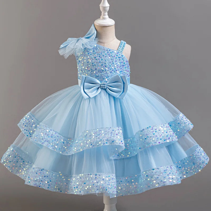 Flower Princess Sequins Baby Wedding Christmas Party Short S