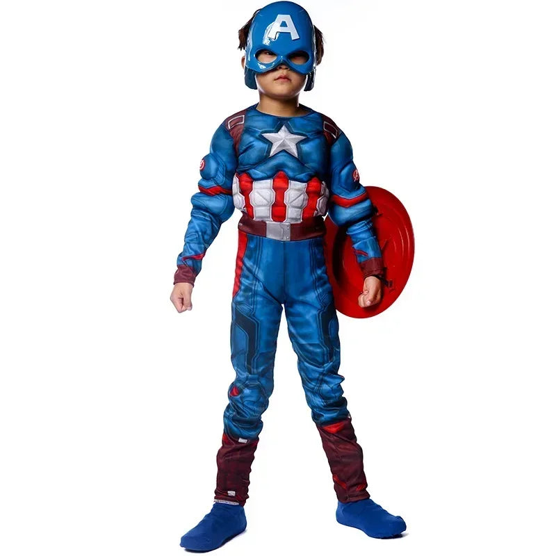 Halloween Purim Boys Captain Rogers Costume Blue Superhero M