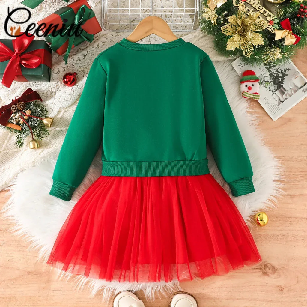 2026 Girl's Christmas Dresses Festival Green Tree Princess P