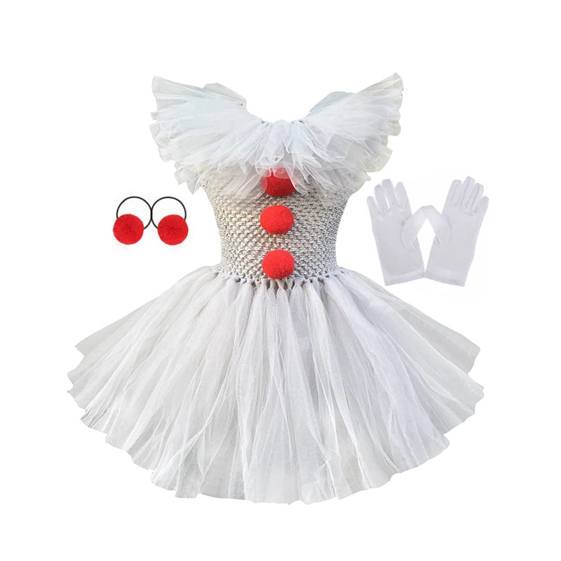 Girls Pennywise Clown Fancy Dress Costume