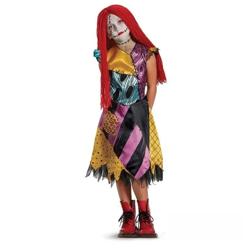 Girl Christmas Eve Scary Ruffle Dress Bow Suit Halloween Cos