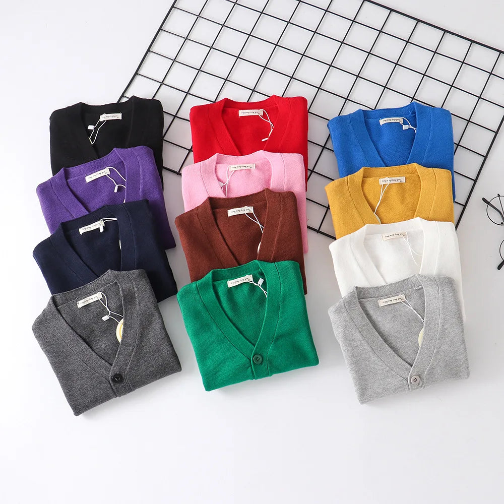 Baby Kids Cardigan Spring New Casual Long Sleeve V-neck Knit