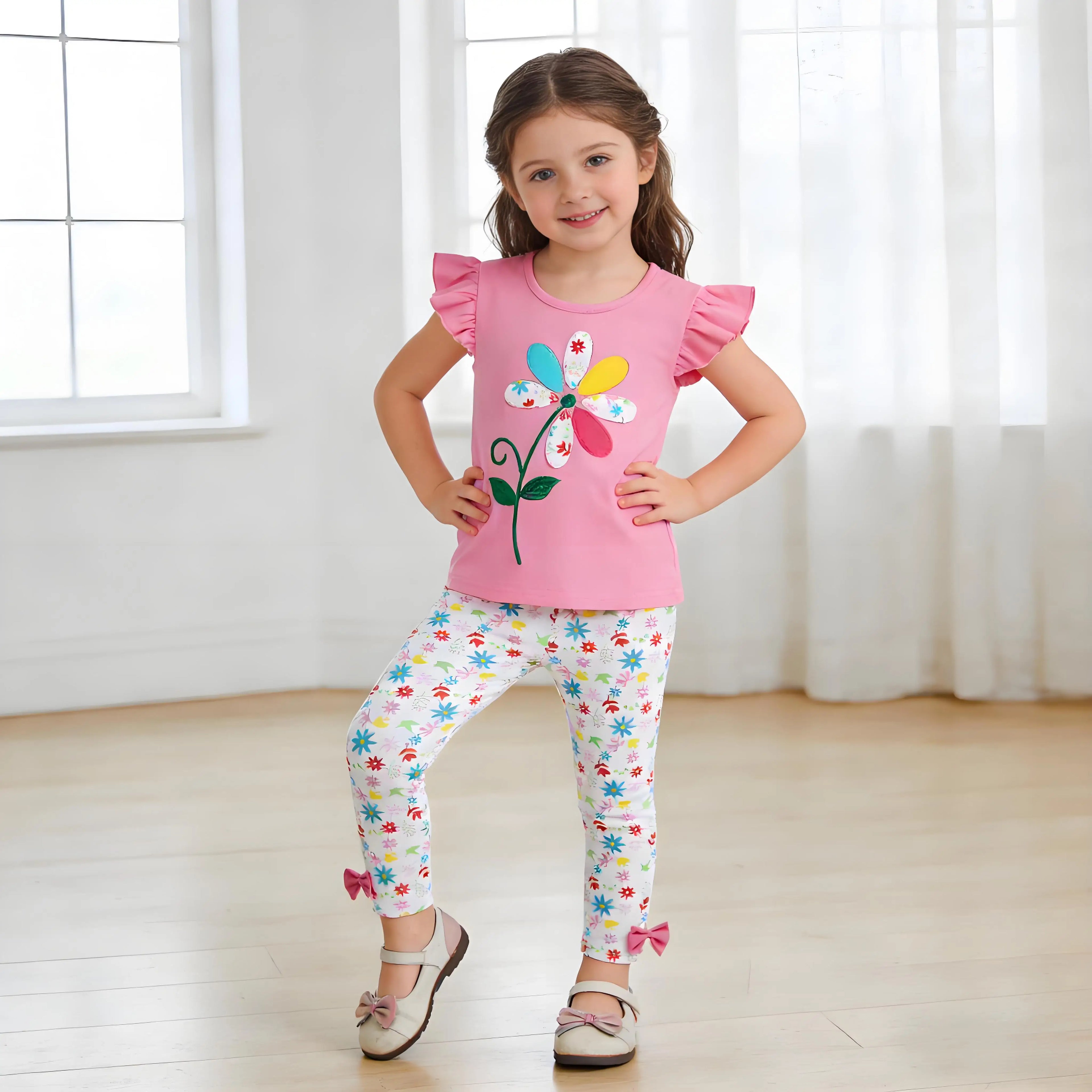 Girls Cotton Shirt and Shorts Set front