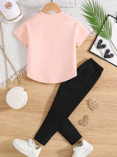 Load image into Gallery viewer, Girls Heart Print Top and Pants Set worn