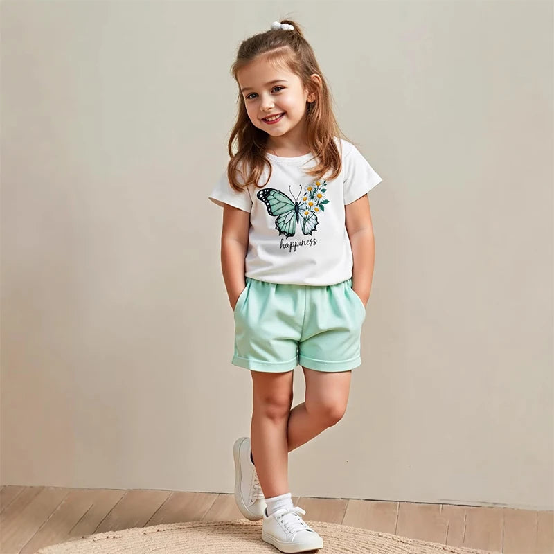 Girls butterfly print t-shirt and shorts set | See:Saw Kids