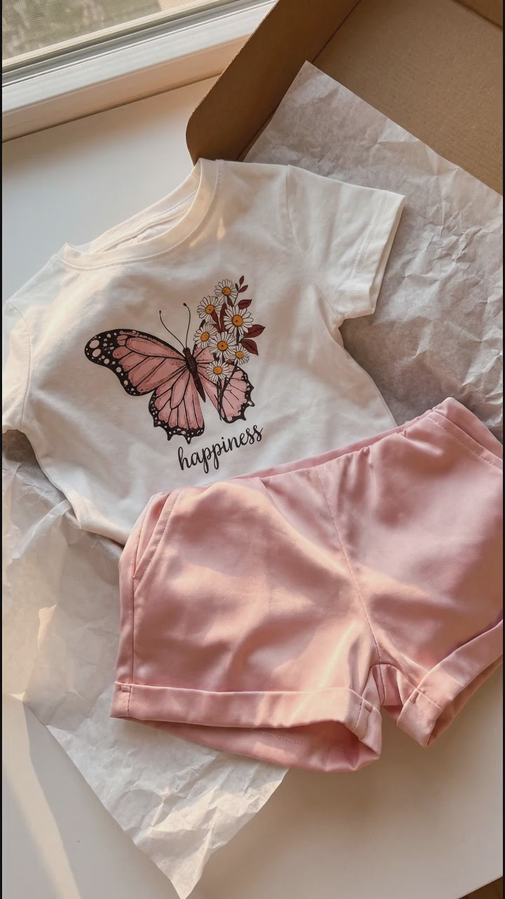 Girls' Butterfly Print T-Shirt & Shorts Set