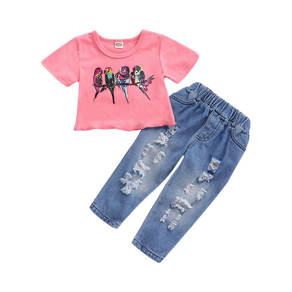 Kids t-shirt and ripped jeans casual outfit set | See:Saw Kids
