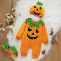Halloween pumpkin romper hat and socks set for babies | See:Saw Kids